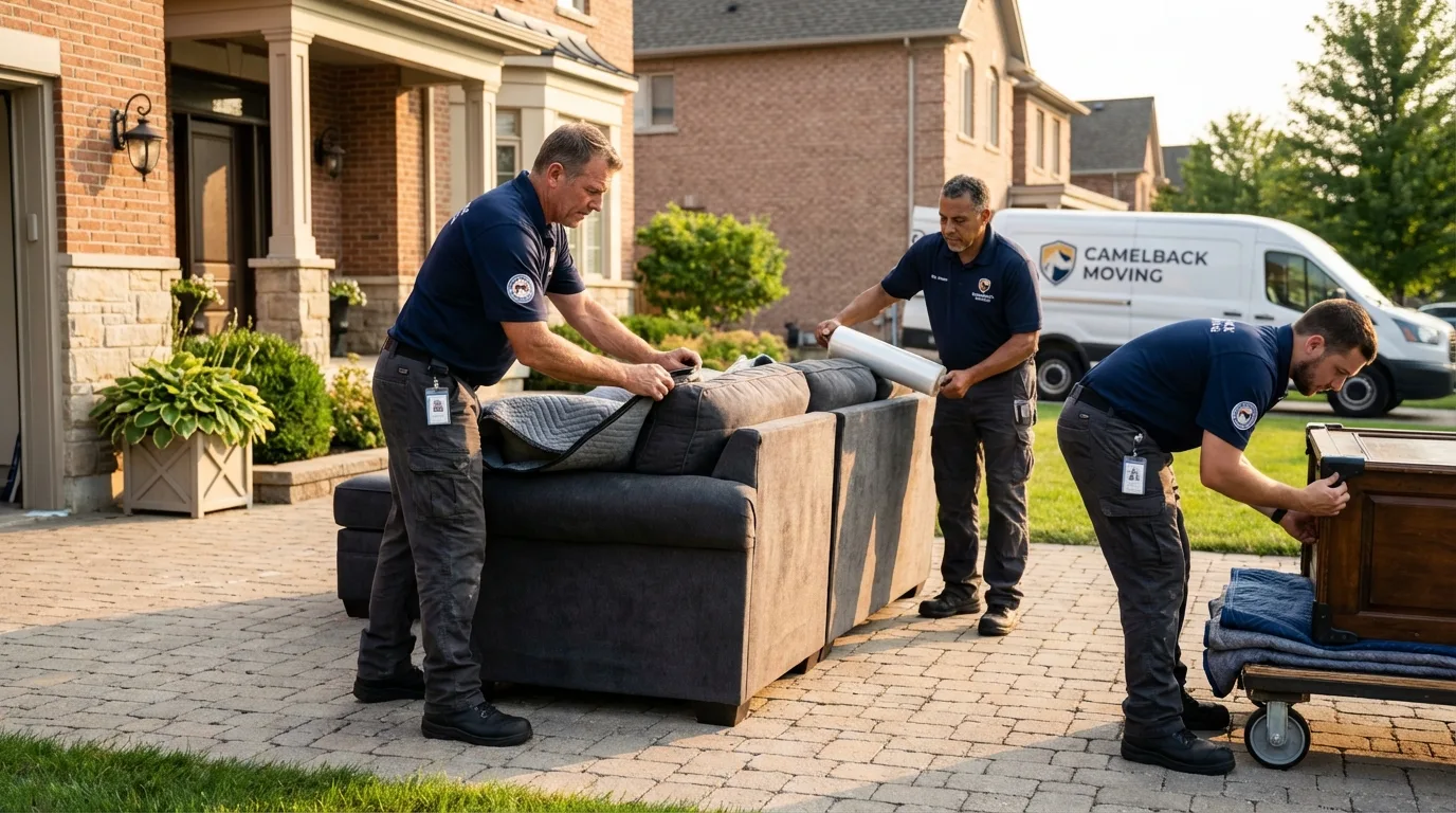 Large estate moving crew wrapping furniture in Burkburnett, TX